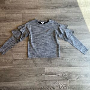 Bar III Women’s Long Sleeve Double Ruffle Sleeve Lightweight Sweater Medium